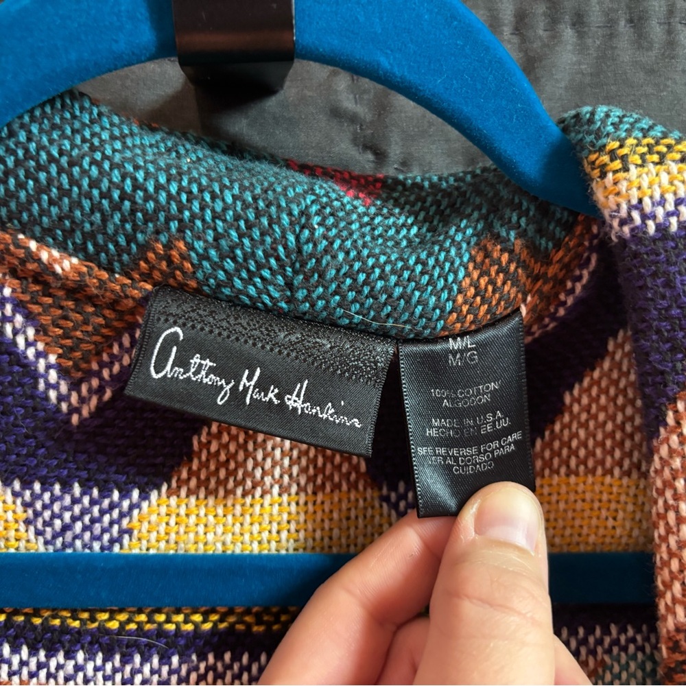 Bohemian Multicolor Geometric Pattern Poncho - image 2